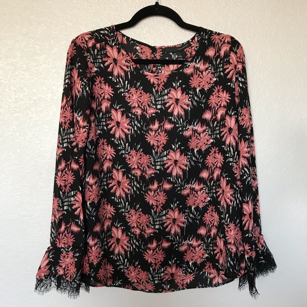 Herve Benard black floral blouse